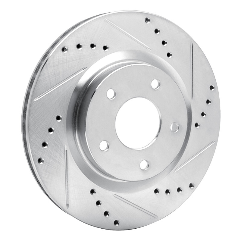 Nissan Rogue Brake Rotor (1) - Front Right - R1 Concepts - Drilled & Slotted - Silver - `07-`15